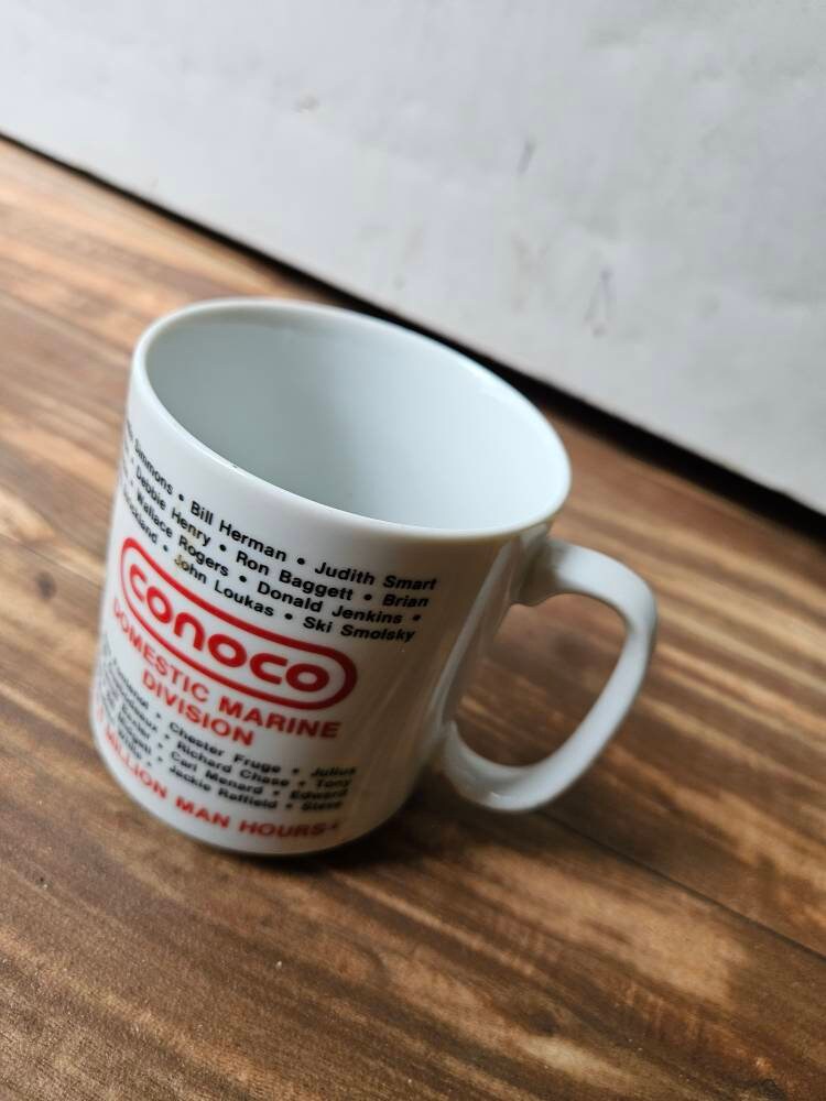Vintage Conoco Outboard Motor Oil White Ceramic Mug Vintage Conoco Outboard Motor Oil White Ceramic Mug