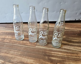 O-So Grape Soda Bottles O-So Grape Bottling Co. Advertising Set of 4 Soda Bottles