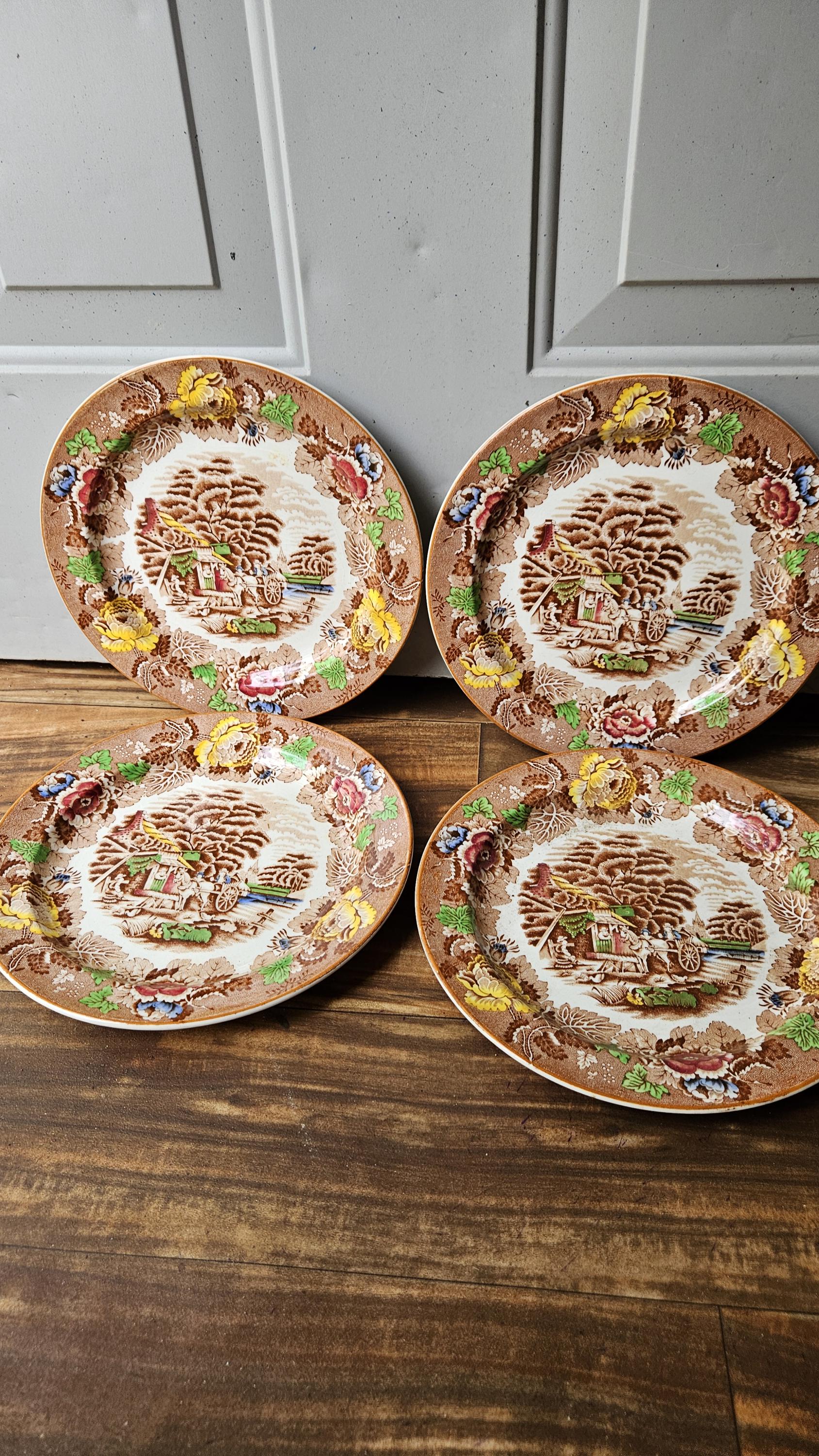 Enoch Woods English Scenery Woods Ware Plates by Woods & Sons