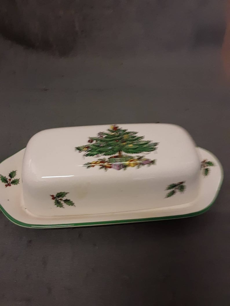 Spode Made in England Christmas Tree Butter Dish Etsy