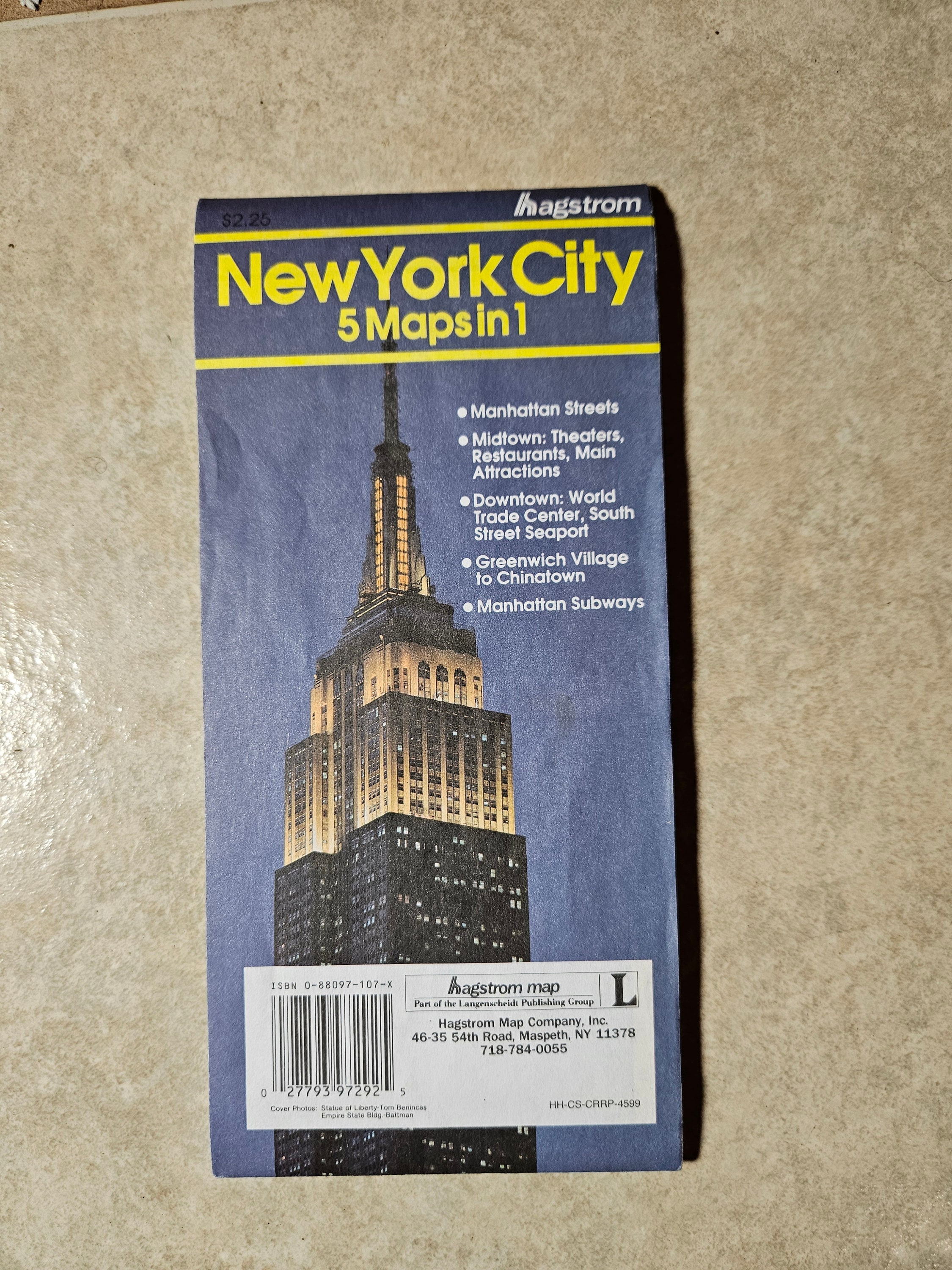 1993 Vintage Map of New York City (5mapsin1), Manhattan Streets