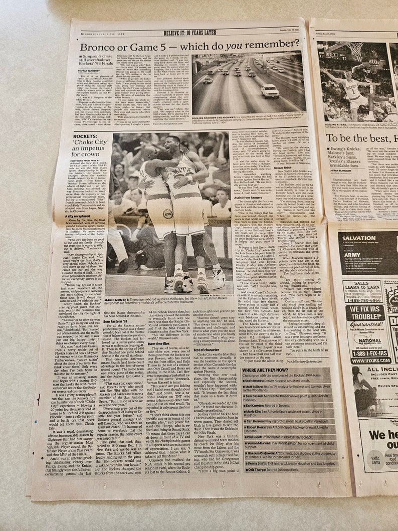 2004 Houston Rockets Newspaper, 10 Year Win, Collectible Bin 73J - Etsy