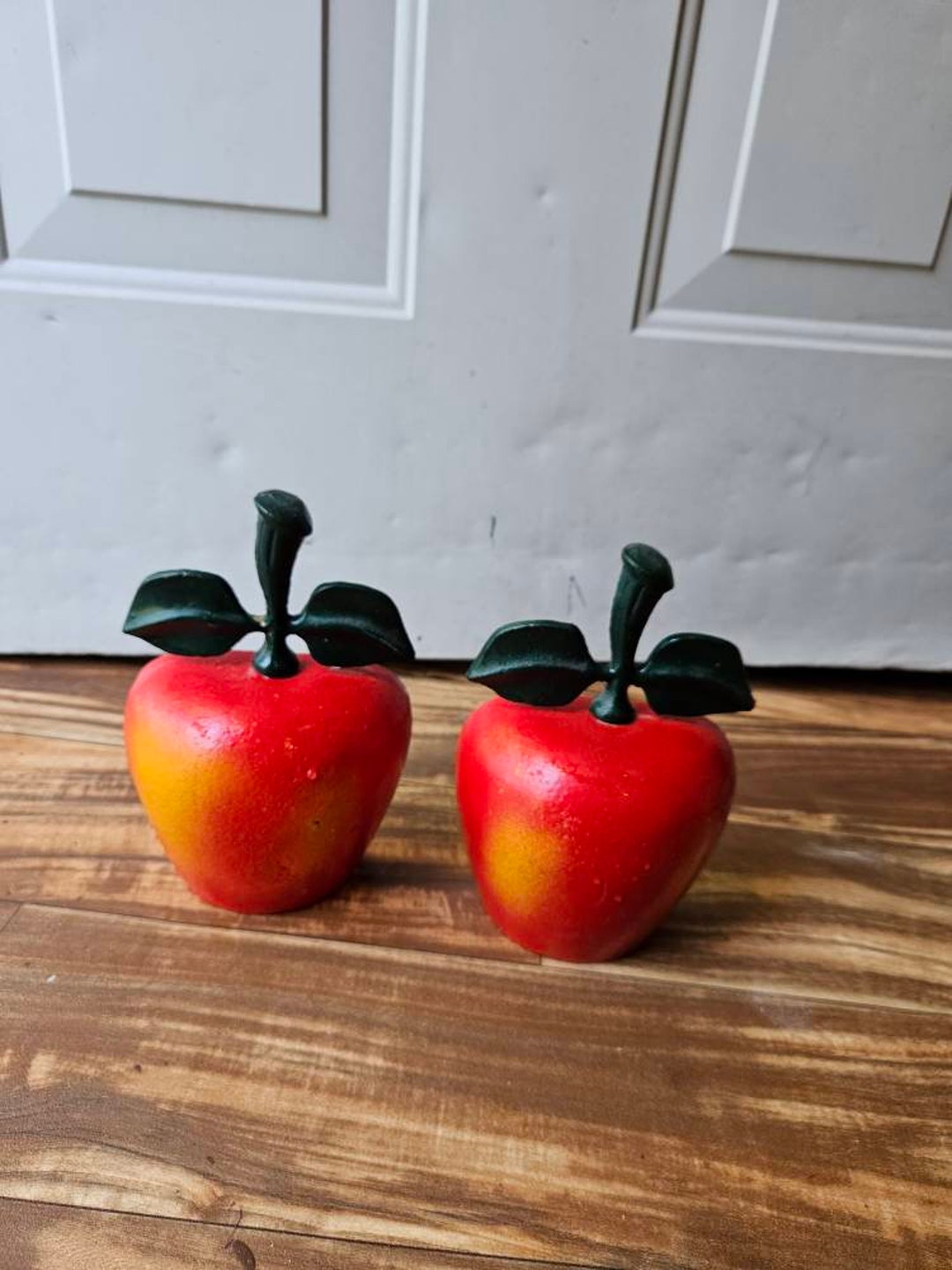 Vintage Cast Iron Apple Door Stops Apple Book Ends the Import Etsy