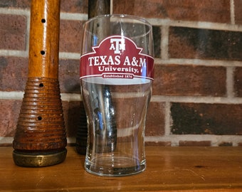 Texas A&M University Glass with Logo, Fighting Texas Aggies Glass, Gift.   Bin #770