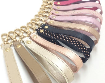 Pulseira de couro artesanal: fecho dourado, substituta para carteira/bolsa de mão