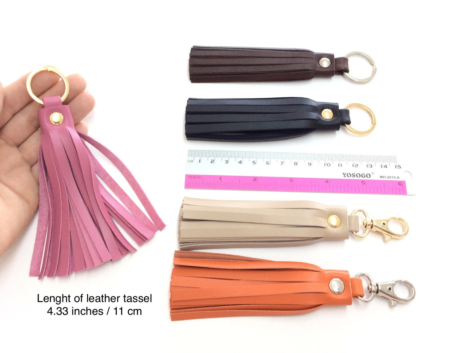 Leather Tassel Keychain. Leather Key Fob.leather Tassel Etsy