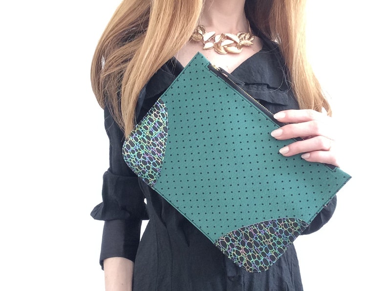Black Polka dots Fabric Travel Pouch Metallic details Fabric Pouch Ready to ship. Zipper Pouch Everyday Pouch Fabric Toiletry Pouch
