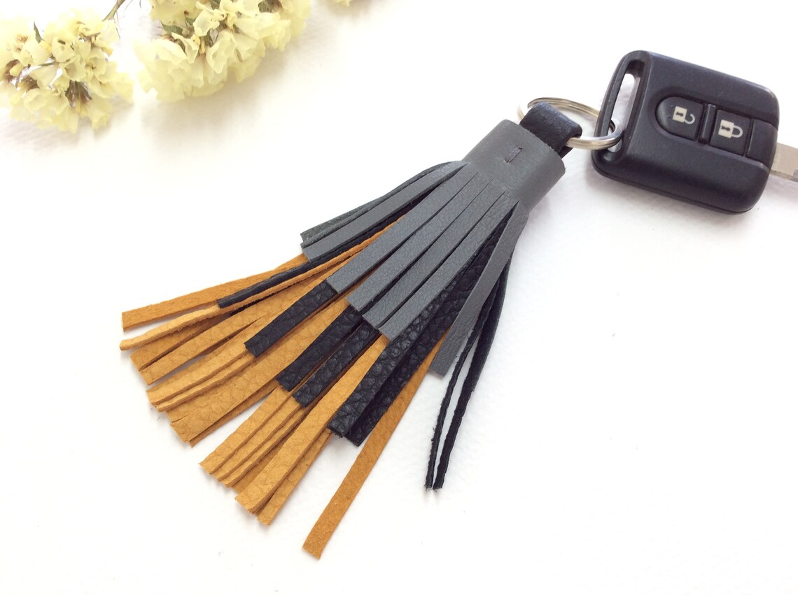 Tassel for bag Keys tassel 3 color leather tassel keychain Etsy