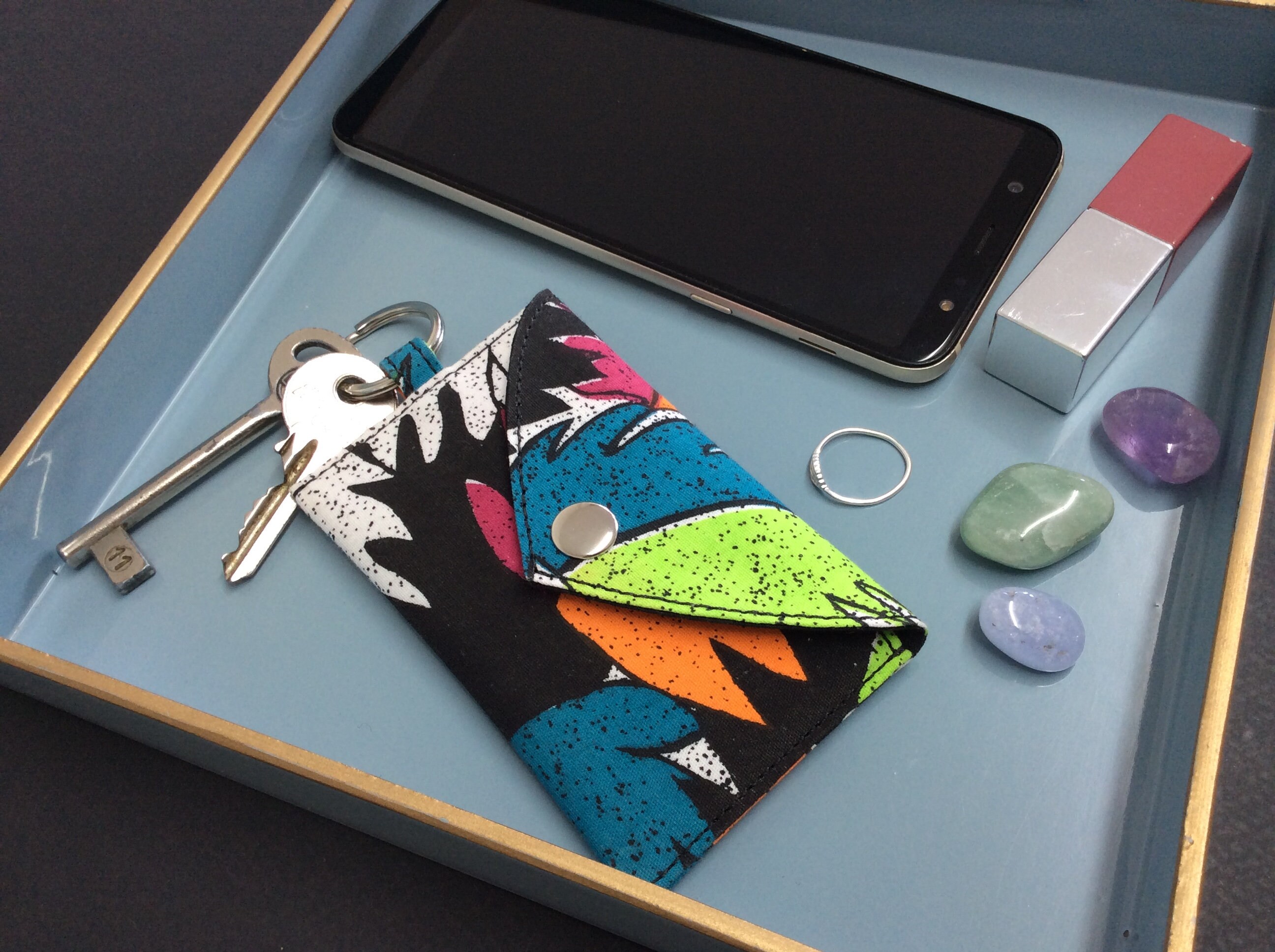 Small Card Wallet Keychain Card Holder Credit Card Case Etsy