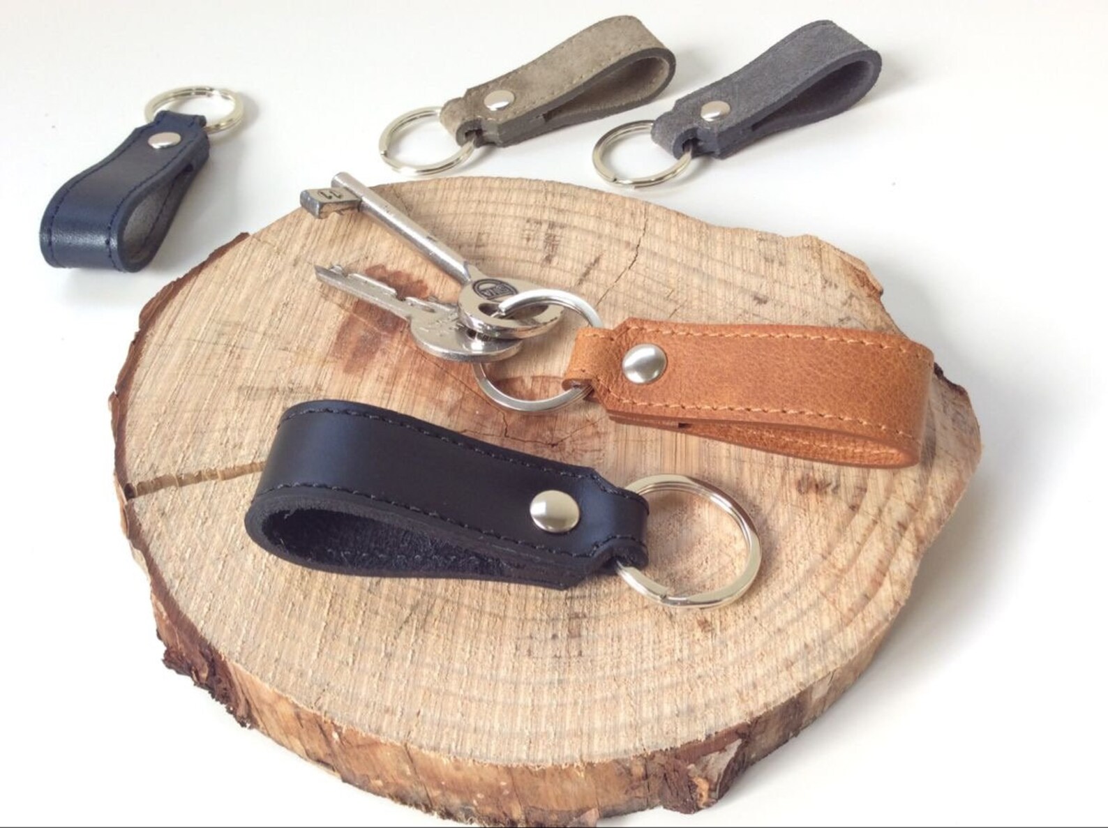 Mens Leather keychain Unisex leather keychain Womens leather Etsy
