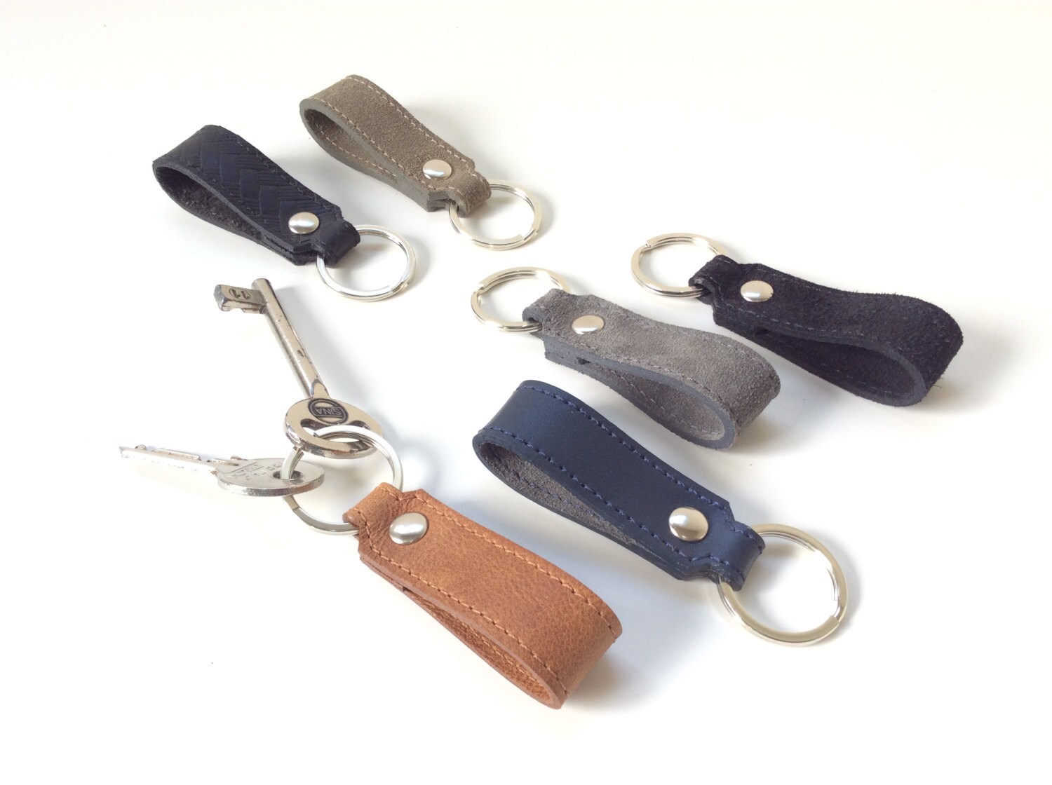Mens Leather keychain. Unisex leather keychain. Womens leather Etsy