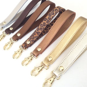 Handmade Leather Wristlet Keychain - 6&quot; Metallic Key Fob