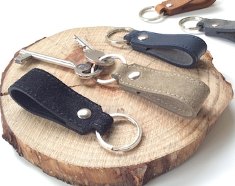 Mens Leather keychain, Unisex leather keychain, Womens leather keychain, Suede keychain, Mens leather keyring.