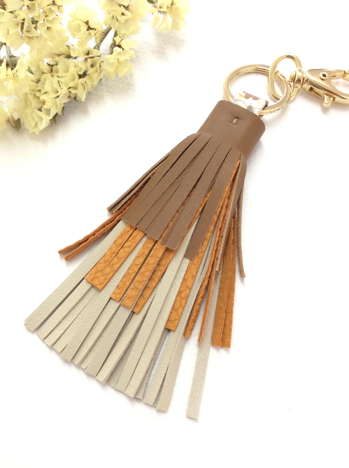 Leather tassel keychain can be used as a zipper puller or add Etsy