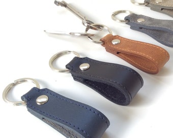 Minimalist Leather Keychain: Handmade Suede Keyring