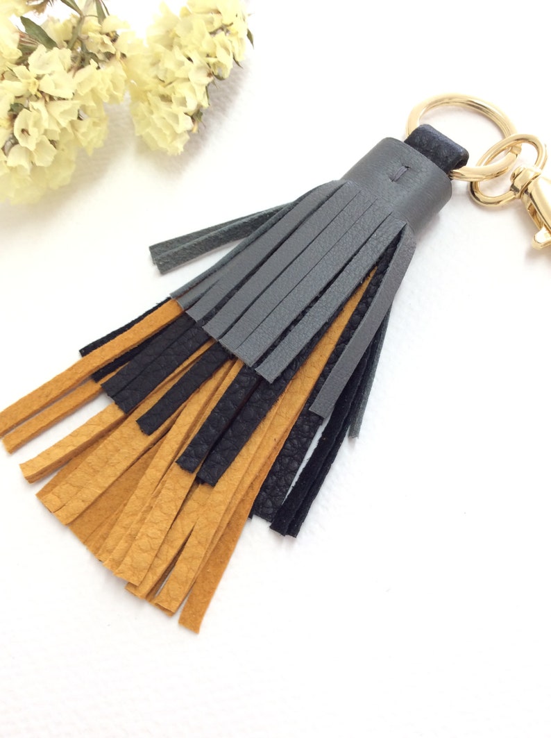 Tassel for bag Keys tassel 3 color leather tassel keychain Etsy
