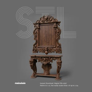 Baroque Console Table and Mirror Set Vintage Style - STL File Dollhouse  (Digital Download)