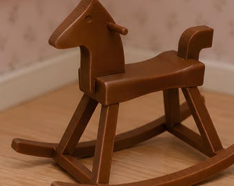 1:12 3D printer FilesDoll Wooden Rocking Horse  – Scalable Nursery Decor