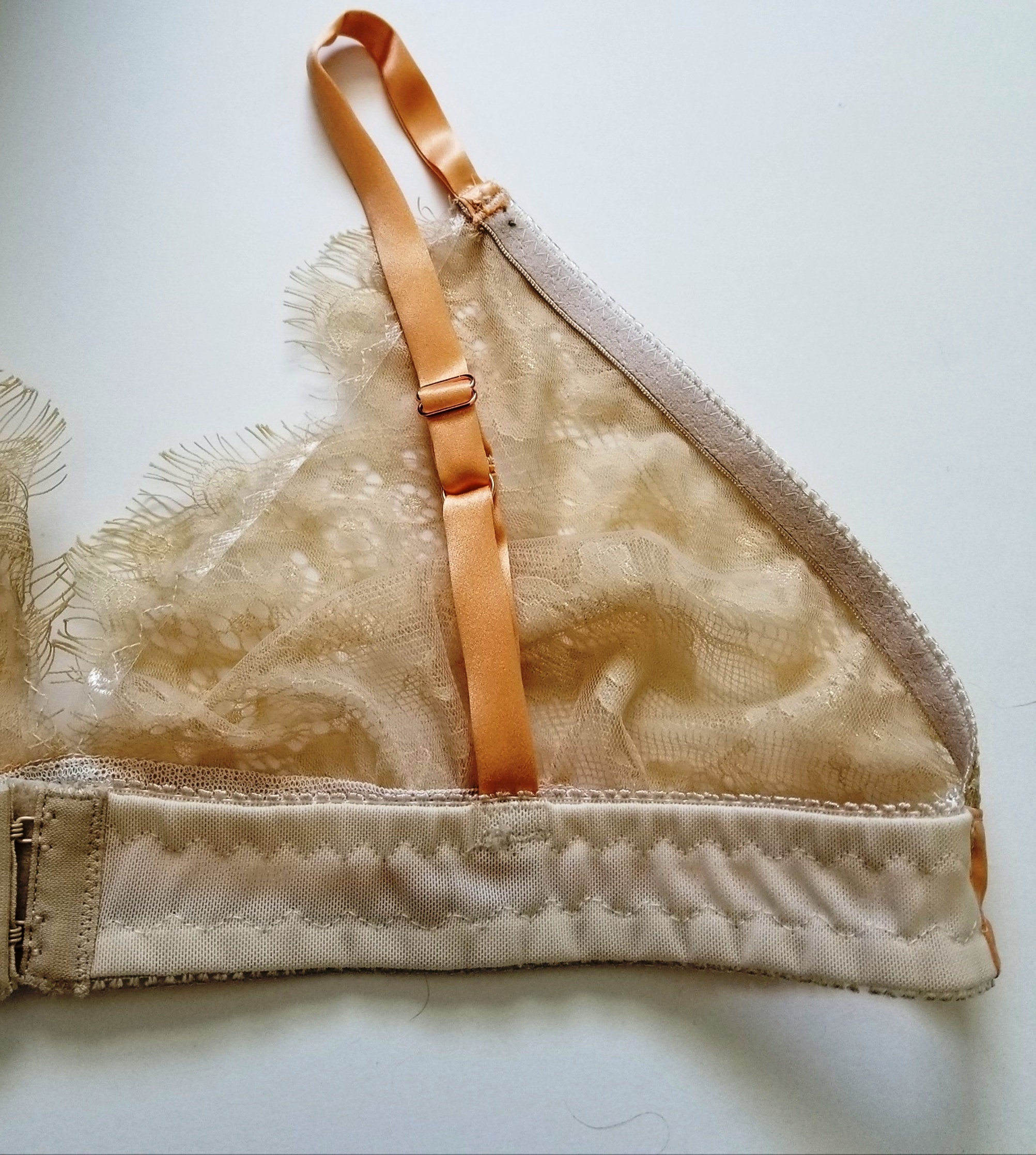 Vintage inspired apricot and ecru silk satin and French lace | Etsy
