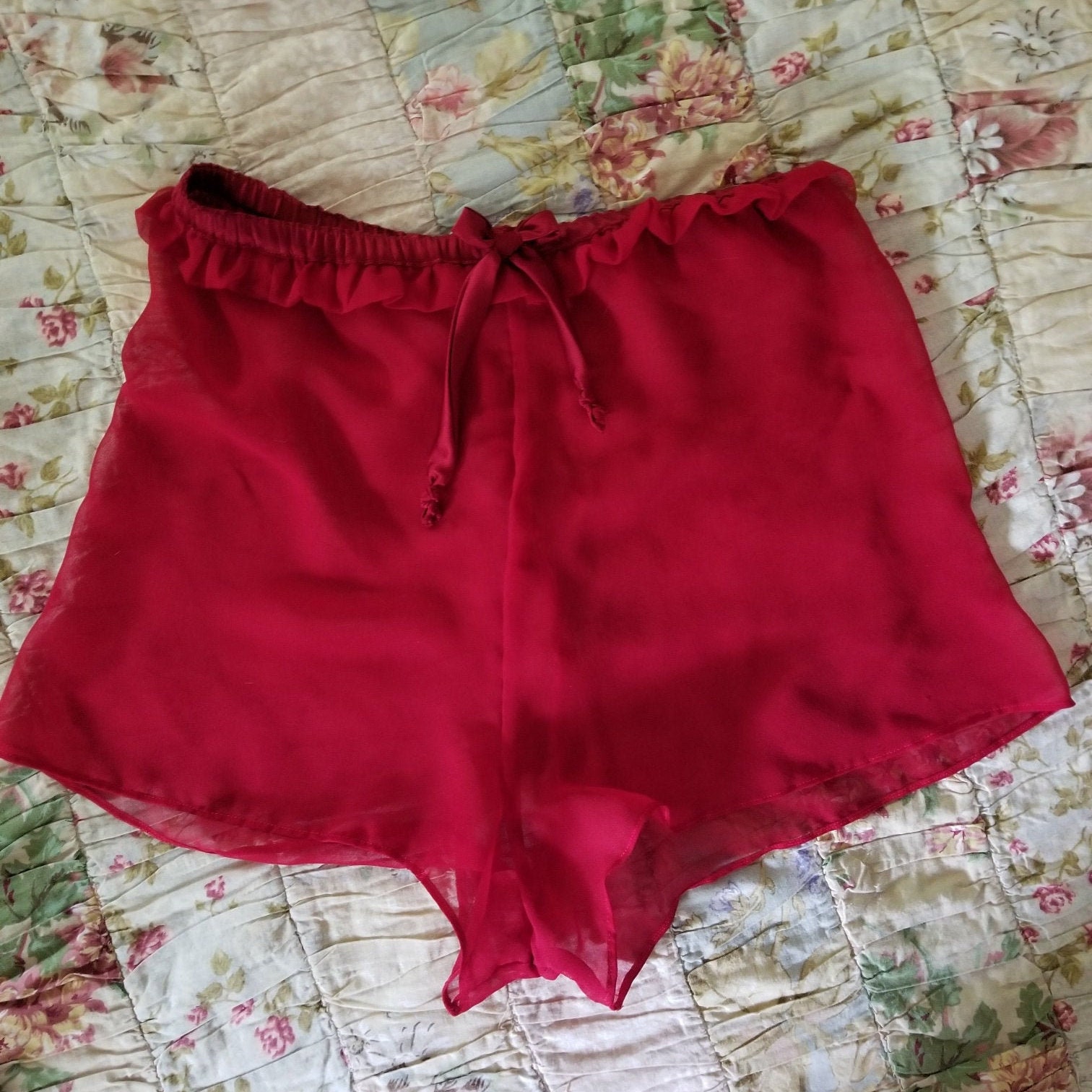 Red Sheer Silk Chiffon Hand Made French Knickers Etsy