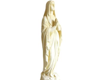 Antique French Virgin Mary Figurine: Our Lady of Lourdes, 14"