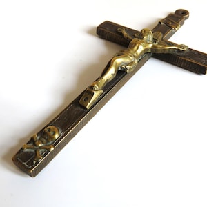 Antique French Ebony Clergy Crucifix 5.25&quot; Crucifix