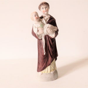 Antiek Frans porseleinen beeldje van Sint-Antonius