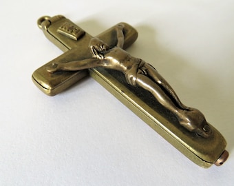 Antique French Bronze Reliquary Crucifix - Mid 1800s