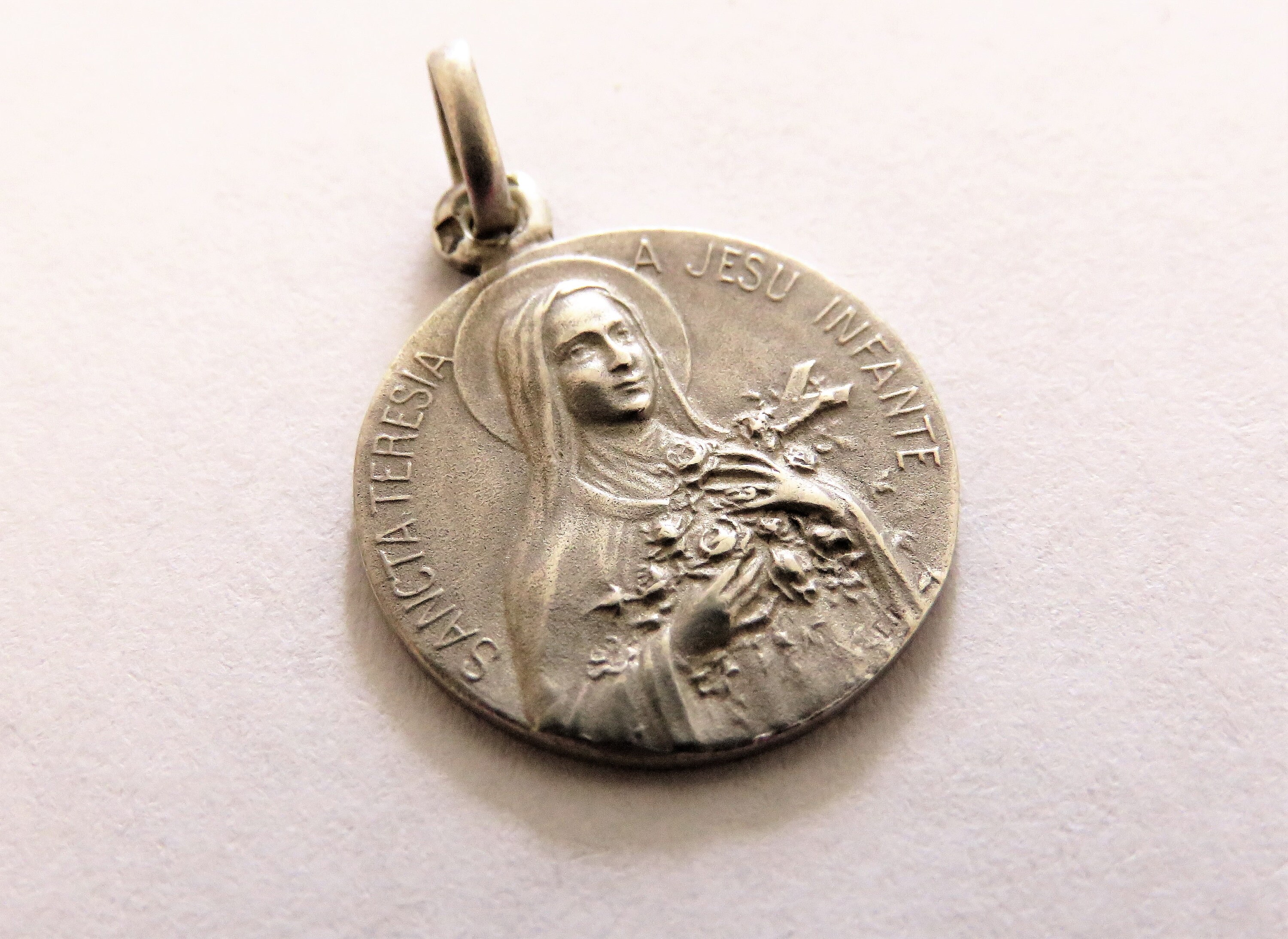Pendentif Français Antique Sainte Thérèse, Pendentif Religieux, St Teresia Poinçonné Argent