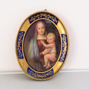 Vintage Florentine Madonna del Granduca Plaque - Raphael Reproduction