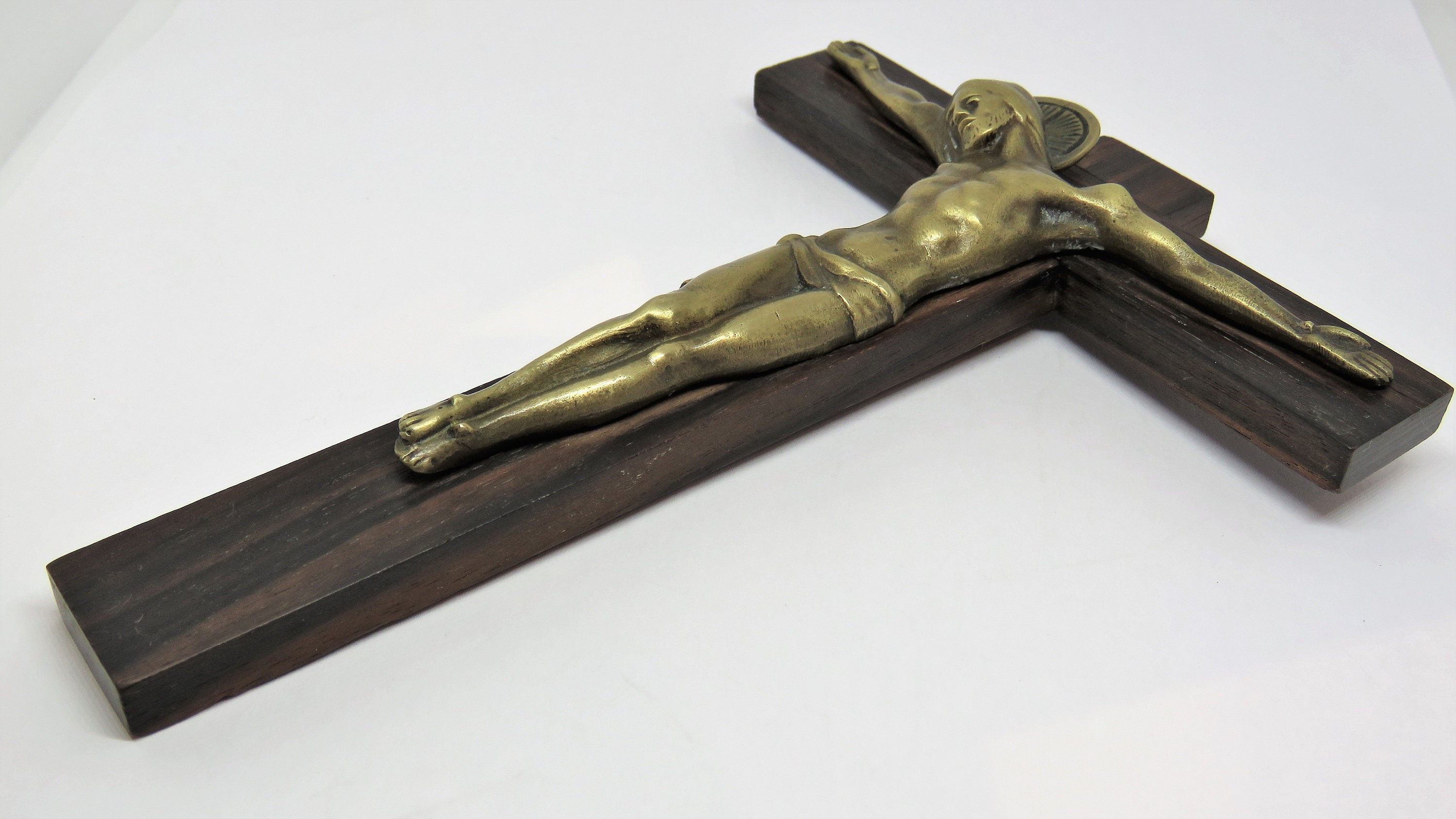 Vintage Français Crucifix Hartmann, Hartmann en Bronze, Pectoral 6, Shipping Inclus