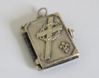 Antique French Souvenir Miniature Book Pendant,  Religious book Pendant, Miniature Book Pendant