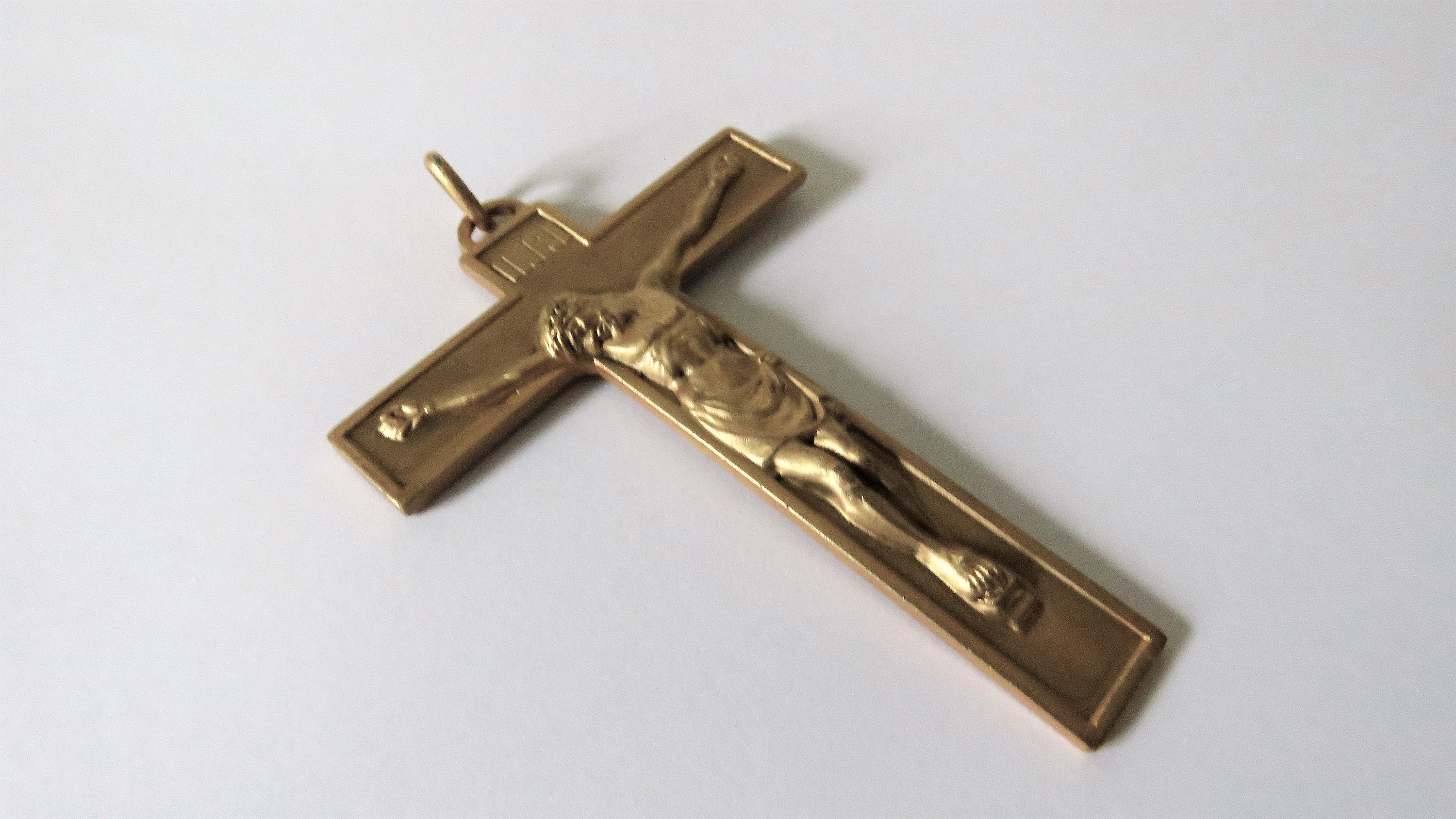 Crucifix Français Vintage, Crucifix Pectoral, en Bronze, Du Clergé