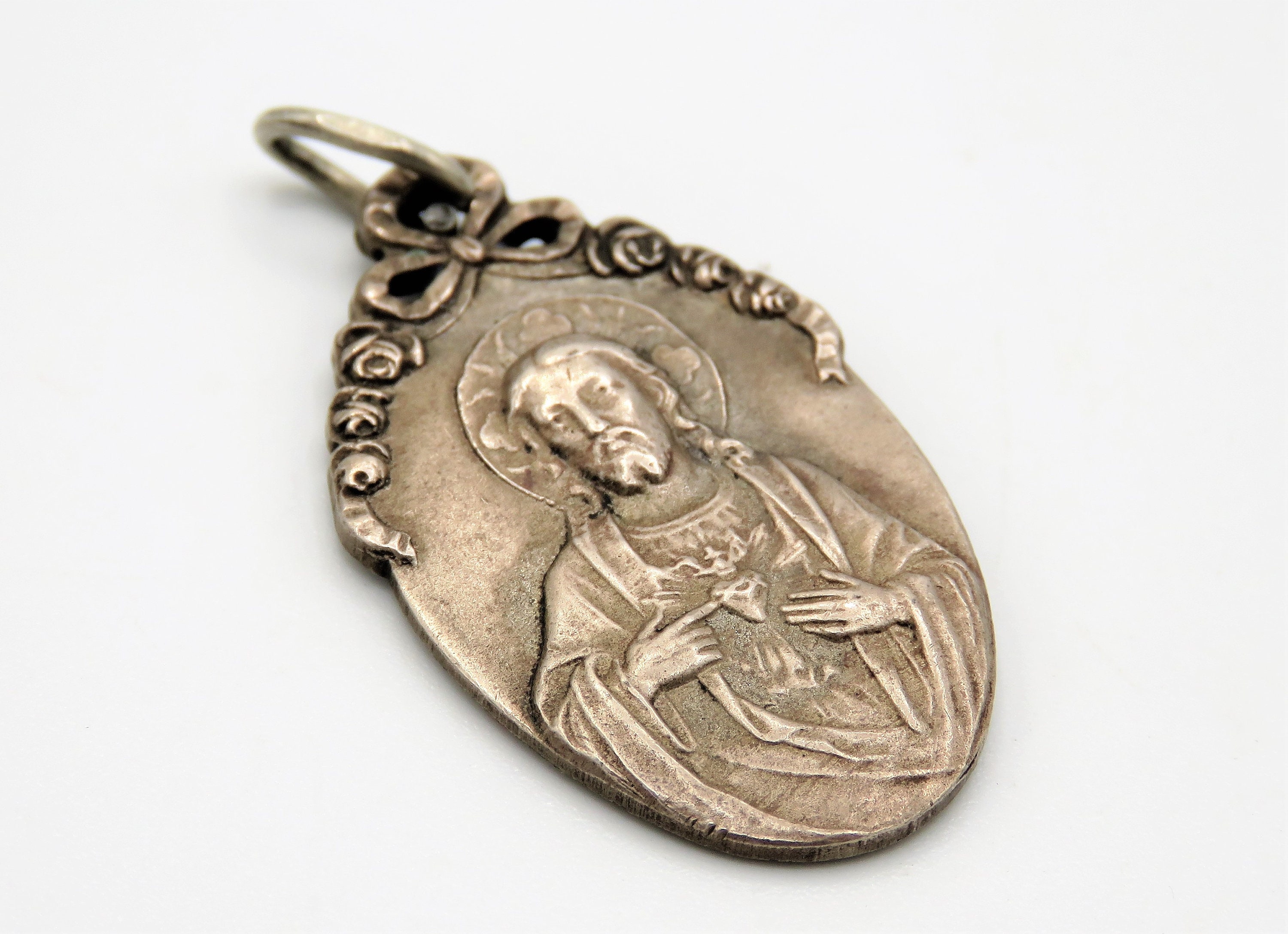 Médaille de Bronze Antique Français, Pendentif Basilique Sacré Cœur, Français