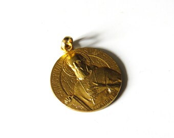 Rare Tricard Medal St Francis de Sales, Vintage French St Francis Of Sales Tricard Medal, Tricard Medal