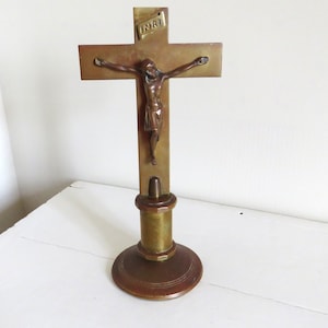 Antique French Standing Crucifix, Antique Altar Crucifix