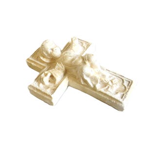 Antique French Plaster Baby Jesus, Christ Child Plaster Cross