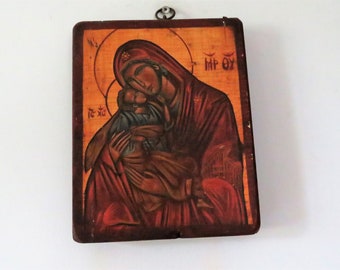 Antique Glykophilousa Religious Icon,