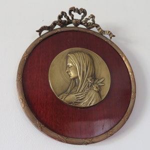 Antique French Plaque Virgin Mary R.C