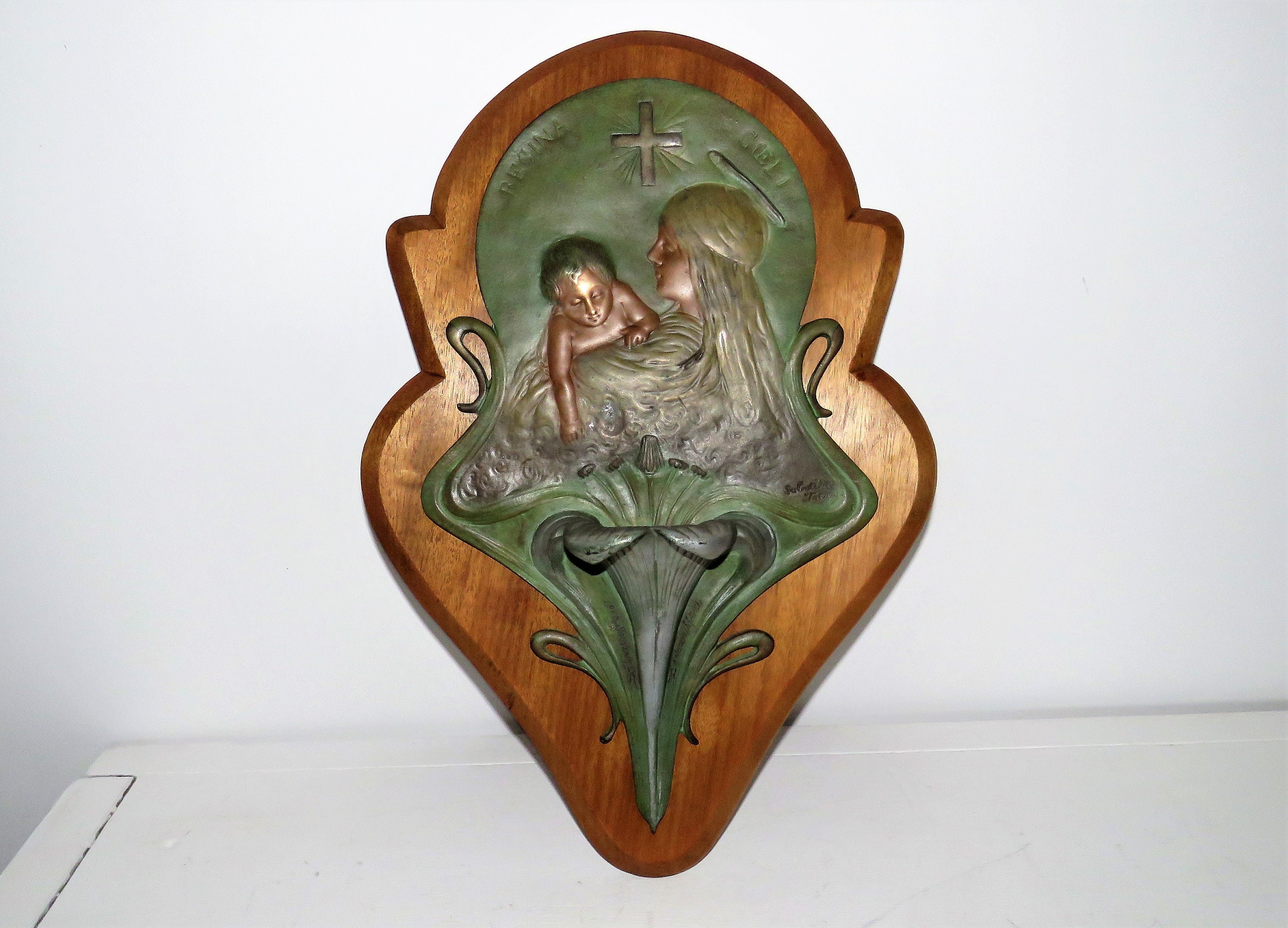 Antique Français Benitier Art Nouveau Sabatier Freres 1903