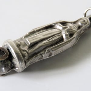 Antique French Silver Stanhope Pendant: Lourdes Virgin Mary Relic