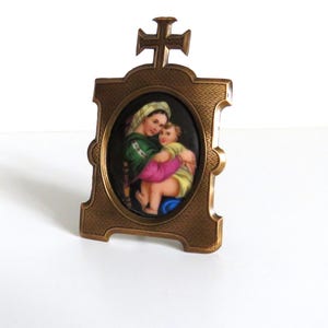 Antike französische Jungfrau Maria Reliquientafel: Madonna Della Seggiola