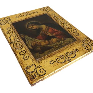 Virgin and Child Art: Italian Baroque Madonna, Florentine Gilded Frame