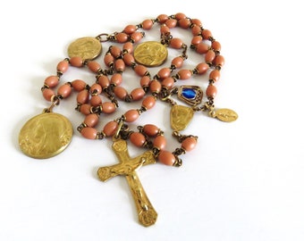 Vintage French St Therese Rosary With Medals, St Therese Rosary, Art Deco Rosary