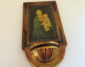 Vintage French Florentine Holy Water Font, Florentine Benitier, Florentine Holy Water Font