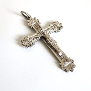 Antikes französisches Silberkruzifix 1894, Antikes Kruzifix Silber