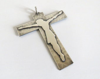 Vintage French Modernist Pectoral Clergy, Crucifix, Jean Despres Crucifix