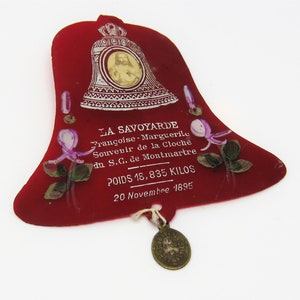 Antieke Franse heilige kaart Canivet, Franse souvenir heilige kaart, The Bell Savoyarde, Françoise Marguerite
