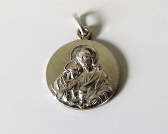 Antique French Silver First Communion Medal Pendant, Antique Communion Pendant, Antique Silver Medal