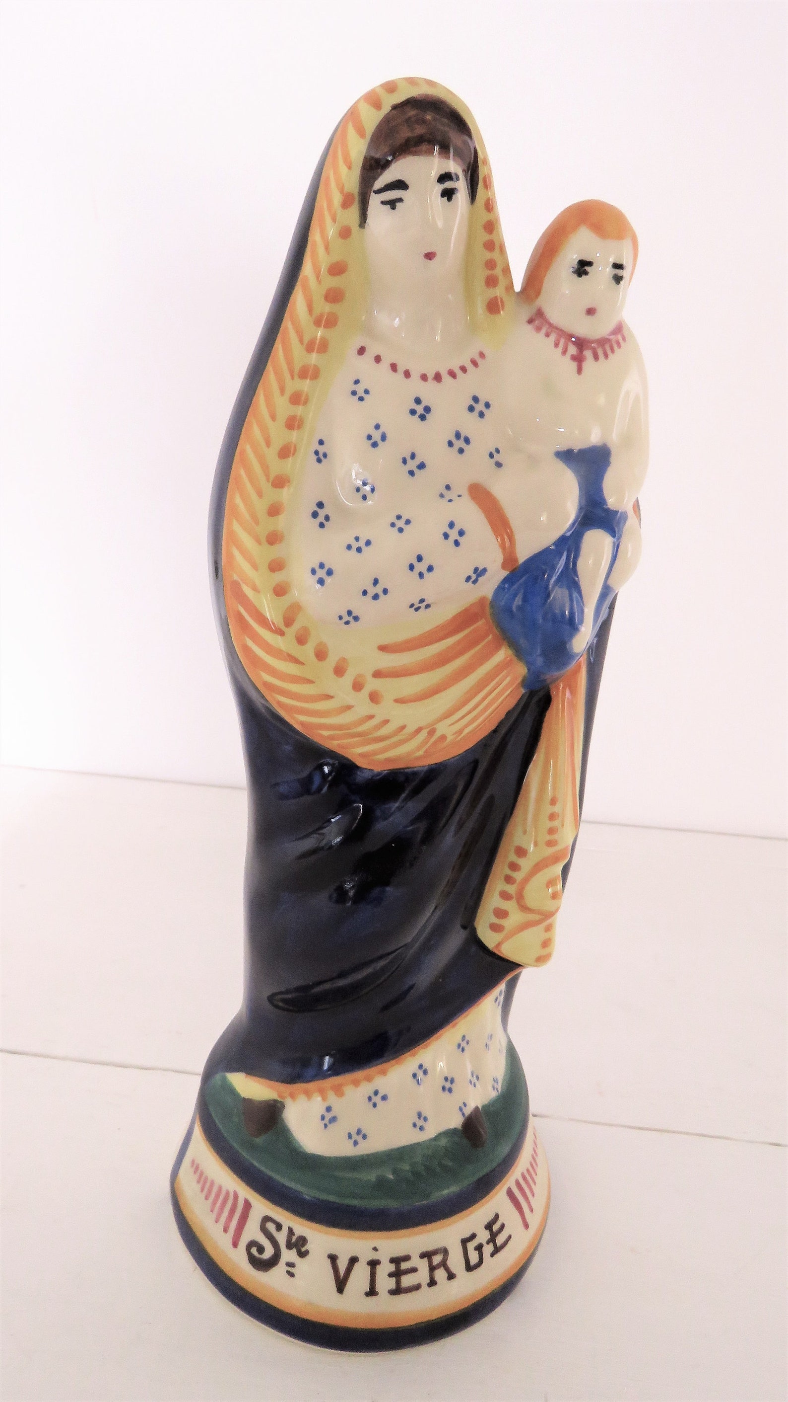 Vintage French Quimper Figurine Virgin Mother & Child Figurine Etsy